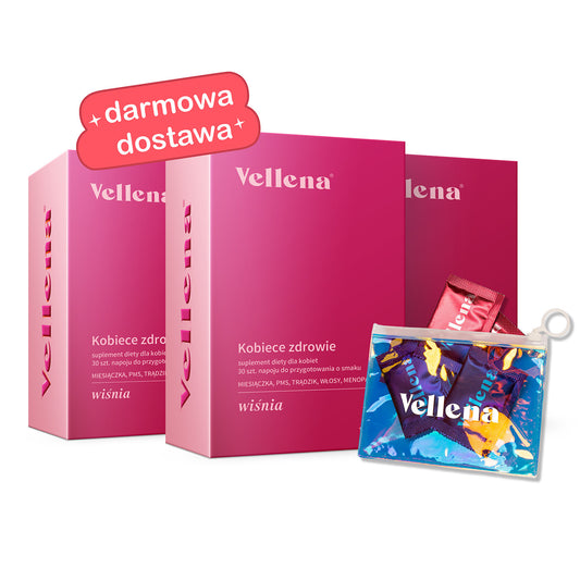 Kobiece zdrowie | Napój 3-PACK + torba GRATIS | Wiśnia | Vellena