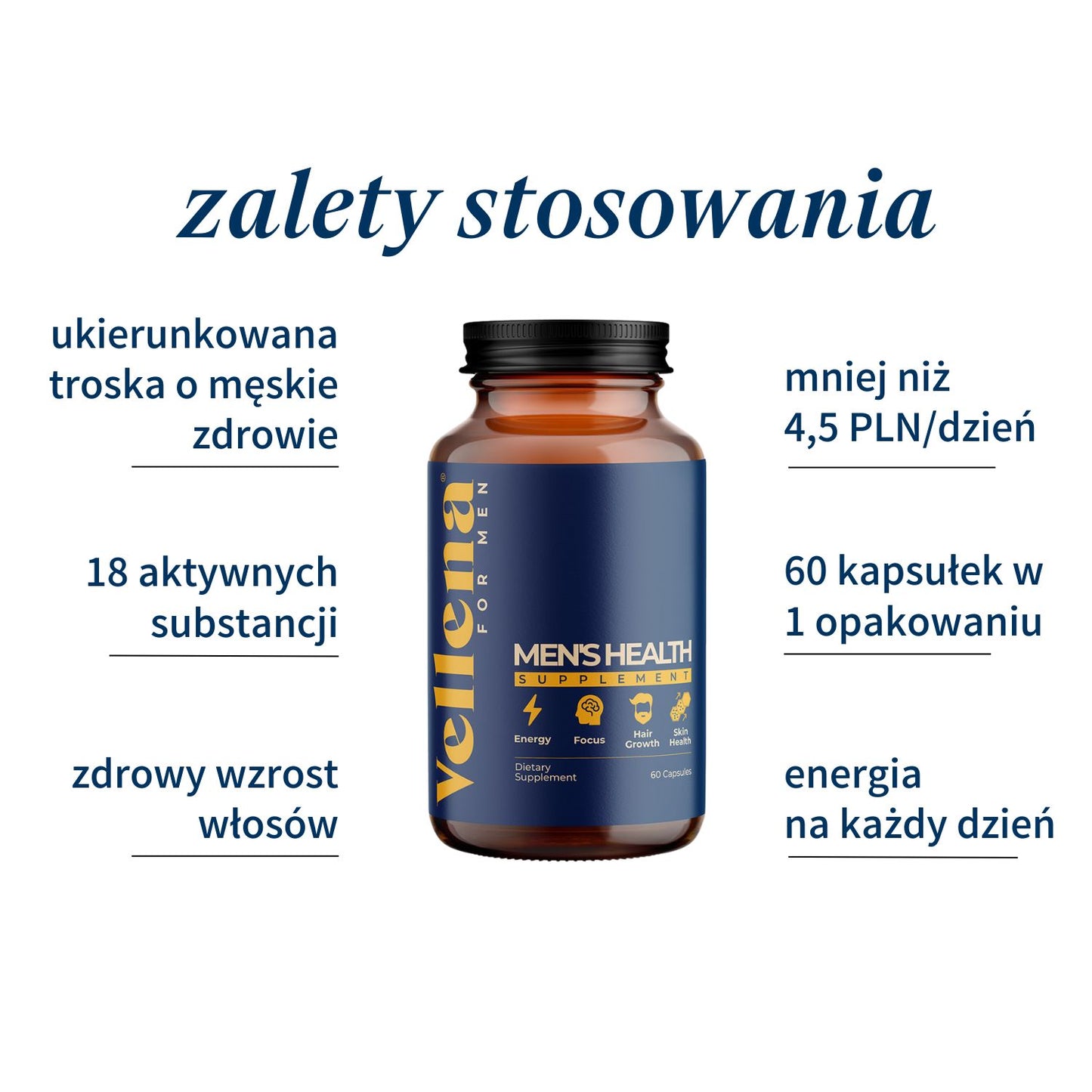 Męskie zdrowie | Kapsułki 3-PACK | Vellena for Men