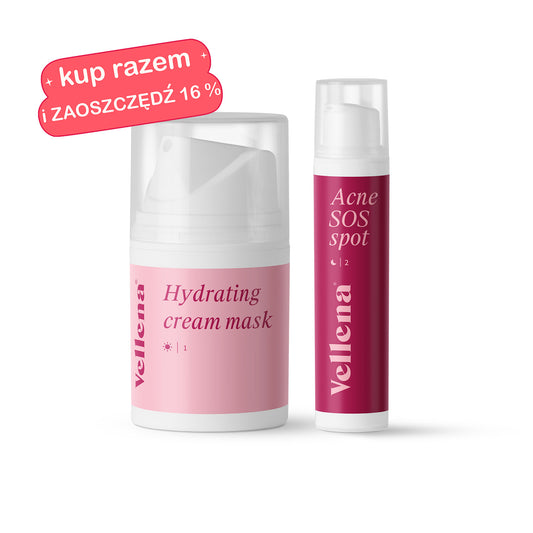 Duet pierwszej pomocy dla skóry | Kremowa maska + Żel na wypryski | Vellena